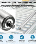 Conveyor Roller 2" Diameter 16" Length, Stainless Steel Gravity Transmission Replacement Part Galvanized End, Silver