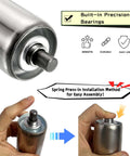 Conveyor Roller 2" Diameter 8" Length, Heavy Duty Stainless Steel Gravity Transmission Replacement Part for Rollers Conveyor, close-up view