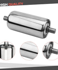Two Pack Stainless Steel Conveyor Rollers, 2 Inch Diameter By 4 Inch Length, Gravity Transmission Replacement Rollers, close-up view