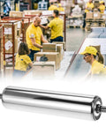 Conveyor Roller, 2" Diameter x 8" Length, Stainless Steel Gravity Transmission Part with End Caps, for Roller Conveyor Systems, Silver