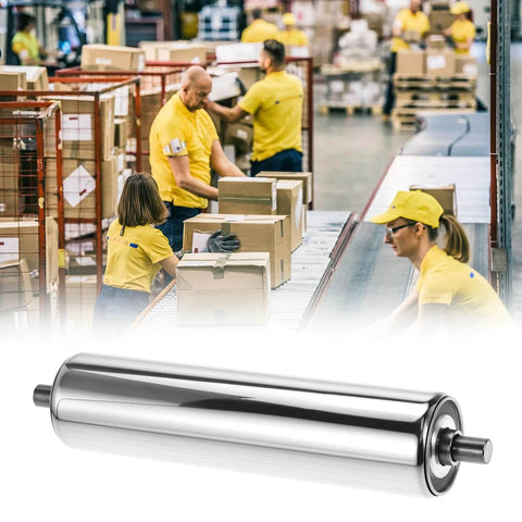 Conveyor Roller, 2" Diameter x 8" Length, Stainless Steel Gravity Transmission Part with End Caps, for Roller Conveyor Systems, Silver