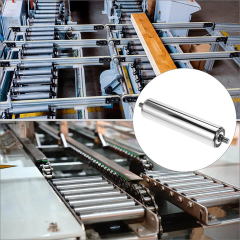 ✝️ Conveyor Roller, 2" Diameter x 8" Length, Stainless Steel Gravity Transmission Part with End Caps, for Roller Conveyor Systems