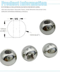 Ten Pack M6 12mm 304 Stainless Steel Ball Coolant Nozzles With Screw Lock For CNC Lathes And Milling Machines shown with dimensions