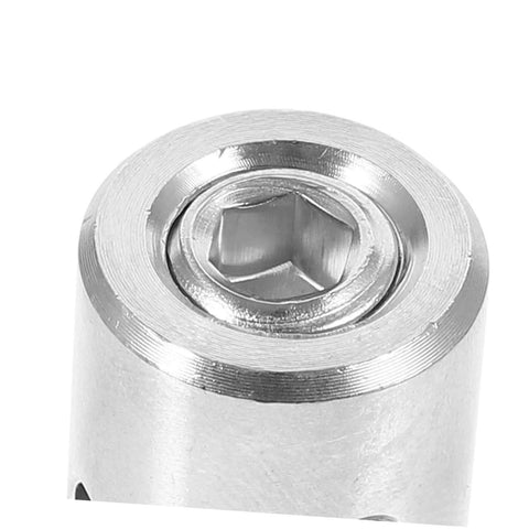 Close-up of stainless steel cord clamp with cross head screw for climbing plants and green walls trellis fixing.