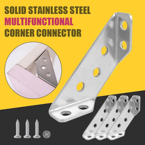 Image showing ✝️ 5PCS Stainless Steel Corner Brackets with 20PCS Screws Furniture Connector for Cabinet Angle Support Fixed Brace Fasteners.