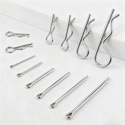 All Purpose Cotter Pin Kit With 283 Pcs In 304 Stainless Steel 16 Sizes Of Straight Pins And 129 R Clips, displayed on white background