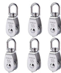 Six Stainless Steel Wire Rope Crane Pulley Block M15 Lifting Crane Swivel Hook Single Pulley Block Hanging Wire Towing Wheels