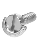 Close-up of a single D-ring stainless steel camera fixing screw, part of a Two Pack One Quarter Twenty Thread D Ring Stainless Steel Camera Fixing Screws For Tripod Mounts And Quick Release Plates Durable Rust Resistant Construction Suitable For DSLR And Mirrorless Cameras Camcorders And Mounting Heads set.