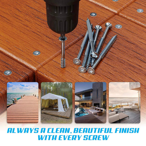 #10 x 3 Inch Stainless Steel Deck Screws 304 Grade, 350 Pack with Flat Head T25 Star Torx Drive by Eagle Claw Fasteners - Corrosion & Rust Resistant, Includes Driver Bit
