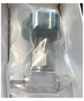 High purity stainless diaphragm valve in packaging for precise flow control in lab and industrial applications.