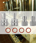 Stainless Steel Quick Disconnect Set For Wort Brewing Gear, 1/2 Inch NPT Female And 1/2 Inch Barb, Food Grade Silicone O-Rings, 2 Pair