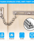 Beefy Heavy Duty Door Chain Lock with 304 Stainless Steel Construction and Spring Loaded Push Button Latch installed on door
