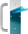 Two Pack Satin Finish 304 Stainless Steel Door Pull Handles 100mm Width 400mm Height 1.2mm Thick With 180mm Hole to Hole and 200mm Handle Length 19mm Pull Diameter Rust Resistant Easy to Clean