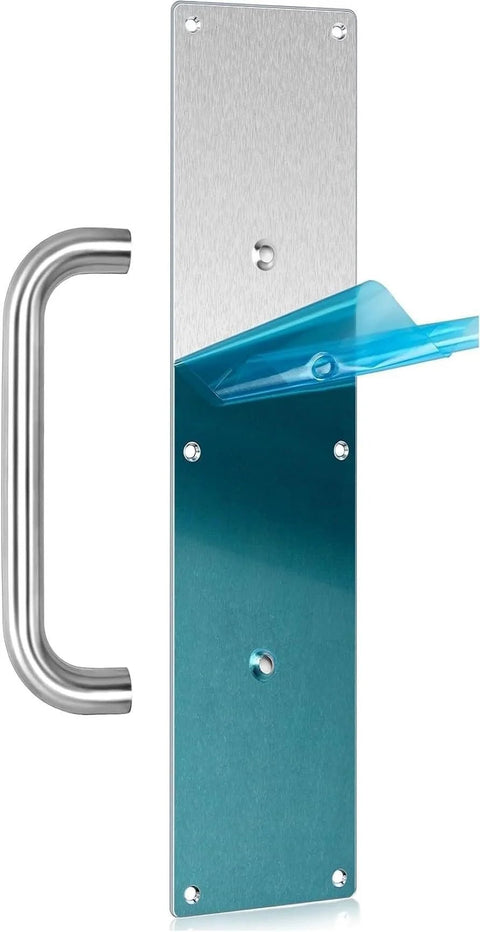 Two Pack Satin Finish 304 Stainless Steel Door Pull Handles 100mm Width 400mm Height 1.2mm Thick With 180mm Hole to Hole and 200mm Handle Length 19mm Pull Diameter Rust Resistant Easy to Clean