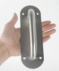 Stainless Steel Door Plate Handle Heavy Duty Pull Push For Indoor Outdoor Use 7.9 Inch By 2.6 Inch Oval Backplate D Style Handle Pack Of 2