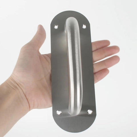 Stainless Steel Door Plate Handle Heavy Duty Pull Push For Indoor Outdoor Use 7.9 Inch By 2.6 Inch Oval Backplate D Style Handle Pack Of 2