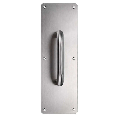 Two Pack 12 Inch Stainless Steel Door Handle Pull And Push Plate Built To Last Heavy Duty Gate Handle Bar with brushed finish