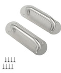 Stainless Steel Door Plate Handle Heavy Duty Pull Push For Indoor Outdoor Use 7.9 Inch By 2.6 Inch Oval Backplate D Style Handle Pack Of 2 Suitable For Fire Doors Sliding Barn Doors Shed And Commercial Applications shown with screws