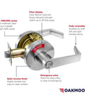 Commercial Door Handle With Vacant Occupied Indicator Restroom Lock For Public Bathrooms and Industrial Buildings, satin finish