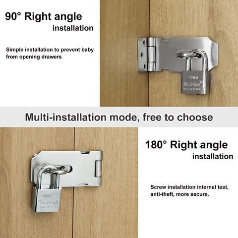 2 Pack Door Hasp Lock With Combination Lock And Key Lock 5 Inch 304 Stainless Steel Safety Hasp Clasp Lock Latch installation guide