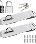 2 Pack Door Hasp Lock With Combination Lock And Key Lock 5 Inch 304 Stainless Steel Safety Hasp Clasp Lock Latch Extra Thick