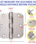 Stainless Steel Exterior Door Hinges With Ball Bearing Three Point Five Inch By Three Point Five Inch Heavy Duty Hinges Five Eighths Radius Corners