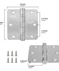3 Pack 304 Stainless Steel Door Hinges 3.5 By 3.5 Inches Satin Nickel Brushed Finish Heavy Duty Non Removable Pin Ball Bearing