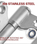 Close-up of 304 stainless steel hinge showing smooth noiseless rotation, part of 12 Pack Stainless Steel Door Hinges 4 By 3 Inch Non Mortise.