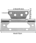 Heavy Duty Non Mortise Stainless Steel Door Hinges 4x3 inch flush mount brushed nickel with screws 16 pack, measurements shown