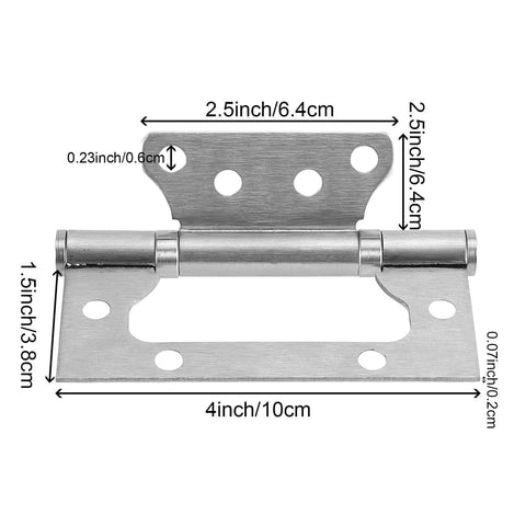 Heavy Duty Non Mortise Stainless Steel Door Hinges 4x3 inch flush mount brushed nickel with screws 16 pack, measurements shown