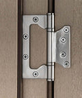 Heavy Duty Non Mortise Stainless Steel Door Hinges 4x3 Inch Flush Mount Brushed Nickel With Screws 16 Pack installed on door