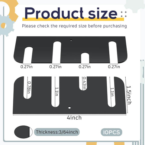 Diagram of 10 Pack Door Hinge Shims Stainless Steel With Durable Coated Finish, dimensions 4 x 1.5 inches, 3/64-inch thickness.