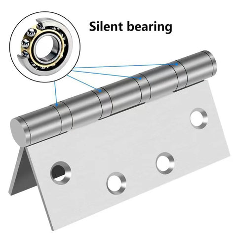 Heavy Duty 304 Stainless Steel Door Hinges Four And One Half Inch By Four Inch Ball Bearing Full Mortise Square Corner Two Pack
