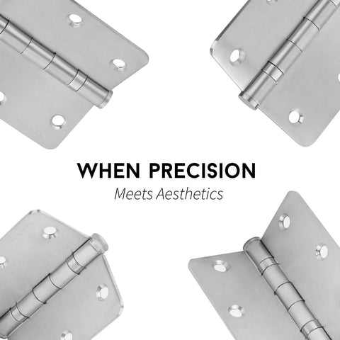 3 Pack 304 Stainless Steel Door Hinges 3.5 By 3.5 Inches Satin Nickel Brushed Finish Heavy Duty Non Removable Pin Ball Bearing