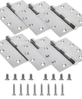 6-Pack 4.5 inch X 4.5 inch Heavy Duty Commercial Door Hinge Thickened, with Silent Steel Plain Ball Bearing, Thickness 3 mm Stainless Steel, Square Corners, Silver, with 48 Screws