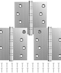 Ball Bearing Door Hinges 4x4 Inches Square Corner Stainless Steel Brushed Nickel Heavy Duty Non Removable Pin with screws