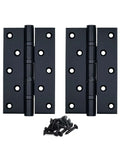 Heavy Duty Stainless Steel Door Hinges Built Like A Tank 5 Inch By 3 Inch Square Corner 304 Stainless Steel Ball Bearings Rust Proof Non Removable Pin 2 Pack For Interior And Exterior Doors, black finish, with screws.