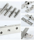 2.9 Inch Stainless Steel Hidden Door Hinges Set of 2 With 360 Degree Rotation, various angles showing thickened construction and countersunk holes