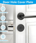 Premium stainless steel door hole cover plates guard entry doors from tampering, conceal unused deadbolt hardware, and boost security, privacy, and curb appeal with two sturdy, easy to install plates that include screws visible on a door.
