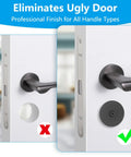 Premium stainless steel door hole cover plates guard entry doors from tampering, conceal unused deadbolt hardware, installed view.