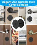 Premium stainless steel door hole cover plates guard entry doors from tampering, conceal unused deadbolt hardware, shown installed.