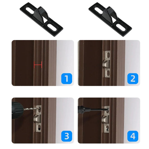 Stainless Steel Sliding Door Keeper And Lock Hardware Set Includes Mounting Screws Durable Black Finish installation guide