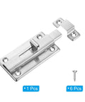 Door Latch Sliding Lock for Doors Stainless Steel Gate Latch Door Catch Bolt with 6 screws, ideal for bathroom and bedroom doors.