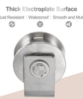 Stainless steel lock with thick electroplate surface, rust resistant and waterproof features shown.