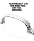 Heavy Duty Door Pull Handle Set In Stainless Steel With Mirror Polish Finish For Doors And Cabinets, emphasis on mirror polish finish.