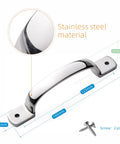 Heavy Duty Door Pull Handle Set in Stainless Steel with Mirror Polish Finish for Doors and Cabinets, 5-3/5 inches length, durable 2-pack.