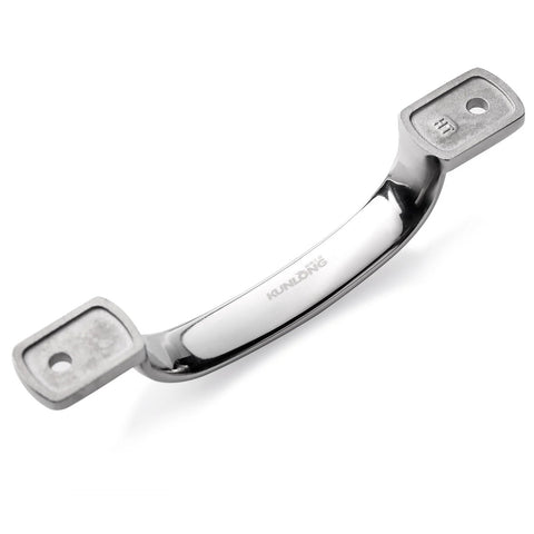 Heavy Duty Door Pull Handle Set In Stainless Steel With Mirror Polish Finish For Doors And Cabinets, overall length five and three fifths inches