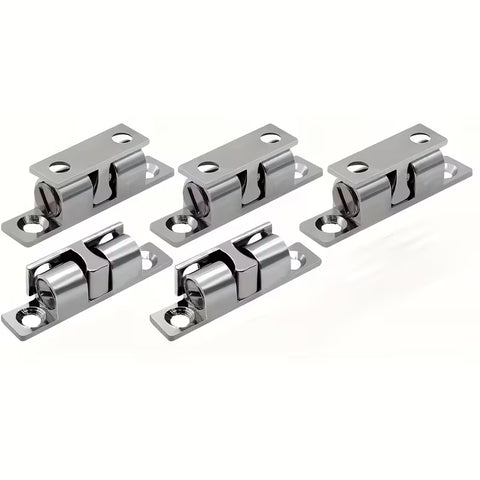 Buy bulk Stainless Steel Double Roller Catch Door Latch for Cabinets and Interior Doors with Smooth Spring Loaded Rollers on wooden surface