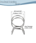 Stainless steel double wire spring hose clamps kit, 20 pieces, 19 mm inner diameter opens to 21 mm, close-up view.