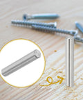 Stainless Steel Dowel Pins 8mm x 50mm Set Of 6 For Shelves And Furniture 304 Rust Resistant Pegs displayed on wood surface